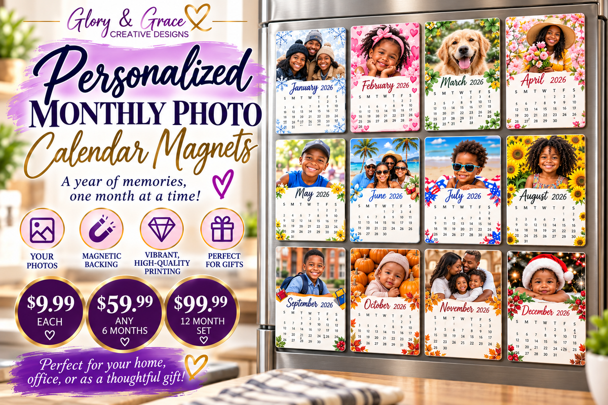Custom Personalized Monthly Photo Magnetic Calendar