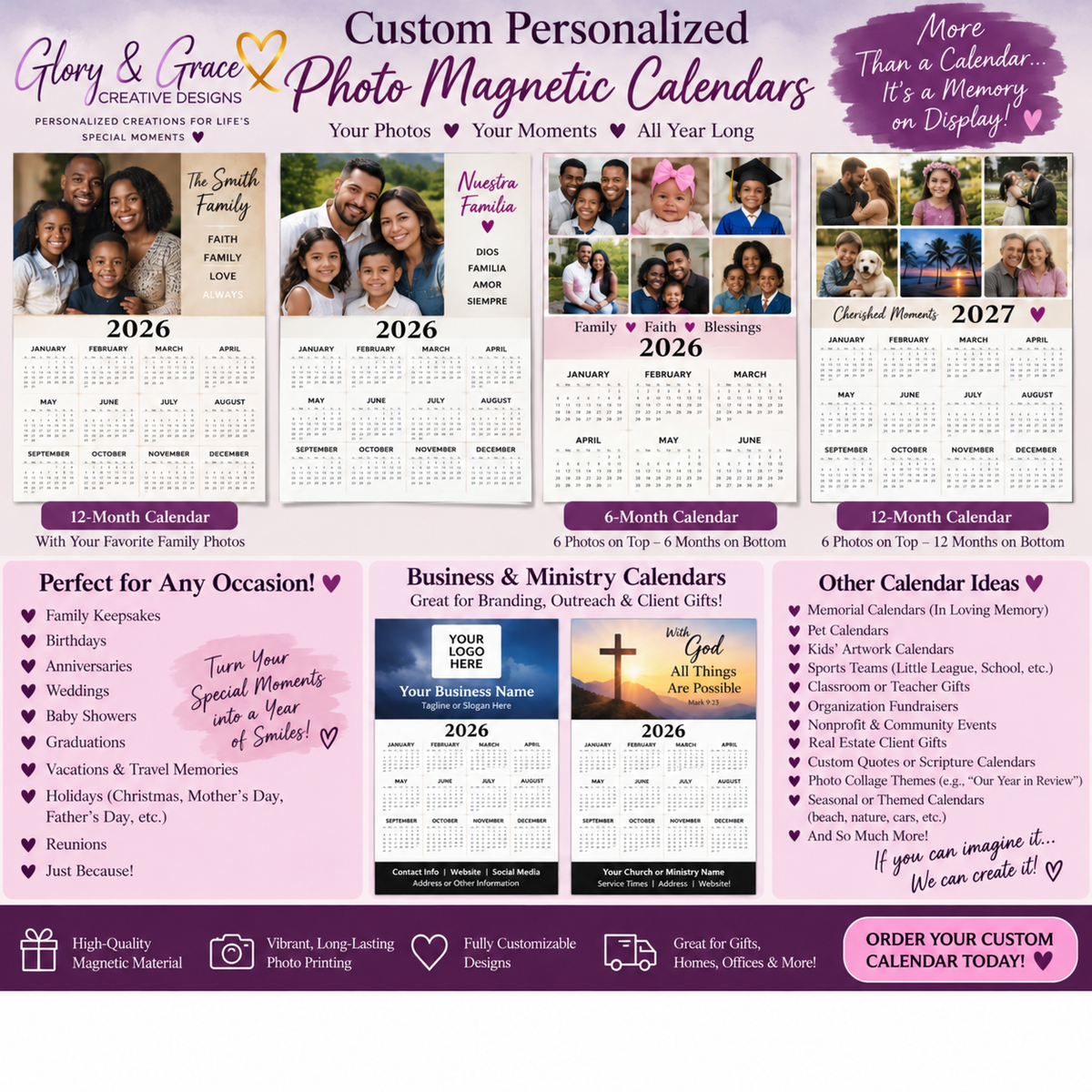 Personalized Photo Magnetic Calendar