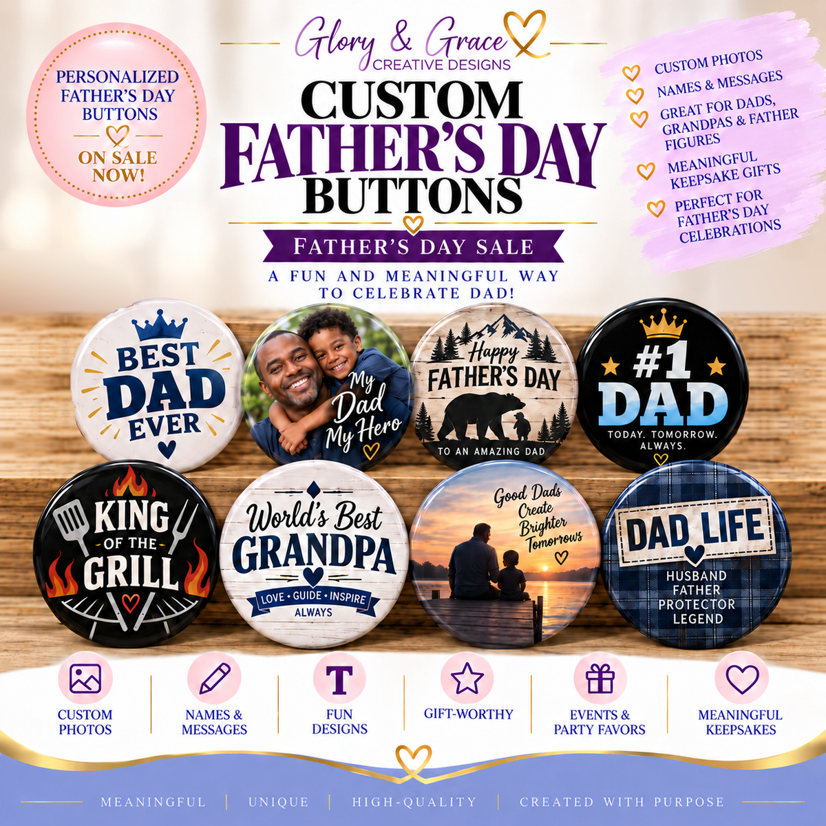 Custom Father's Day Buttons