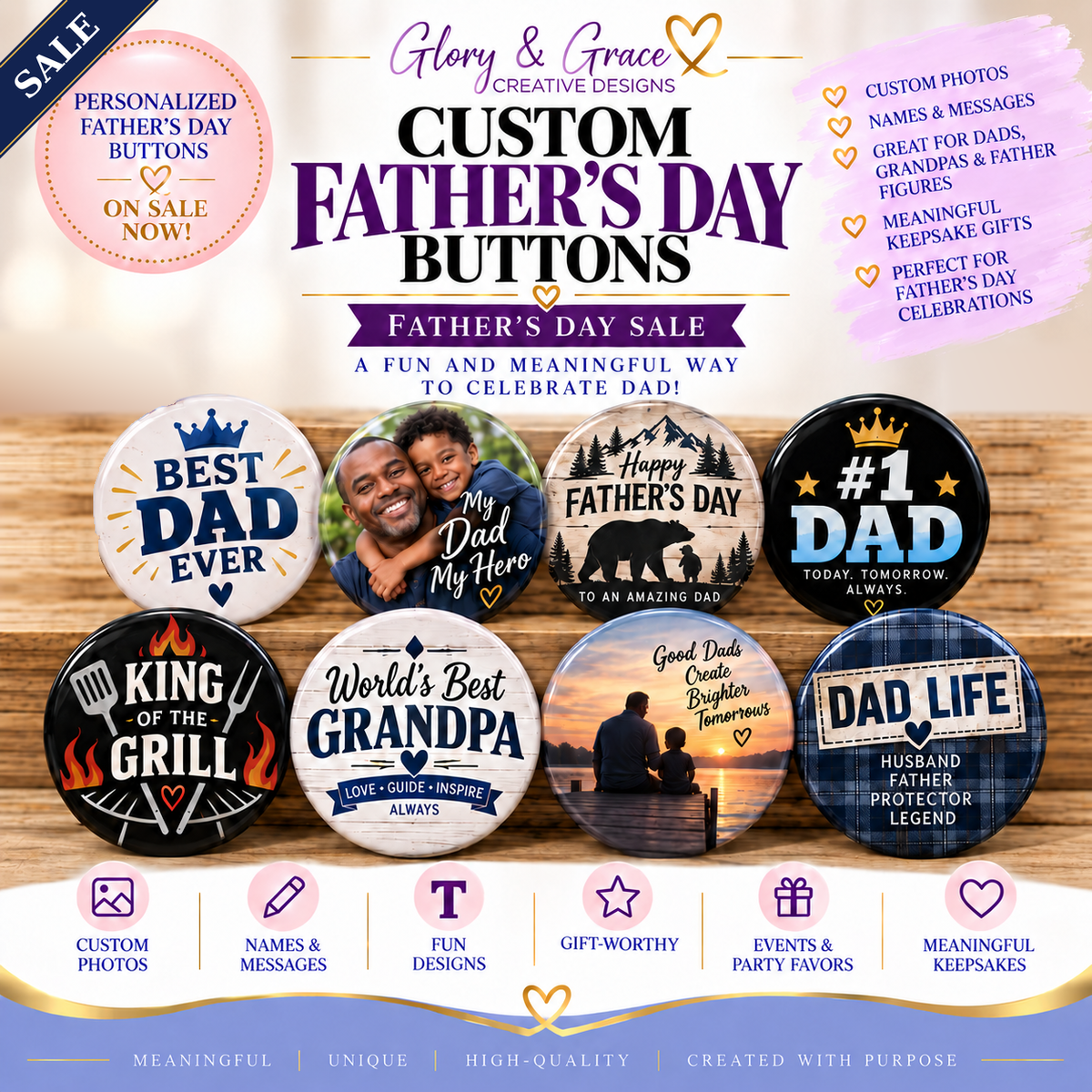 Custom Father's Day Buttons